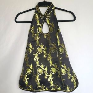 Black and gold/green halter top. Size L - #1-0143